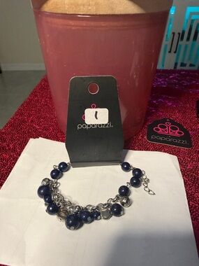 Paparazzi Navy and Silver Bead Charm Bracelet